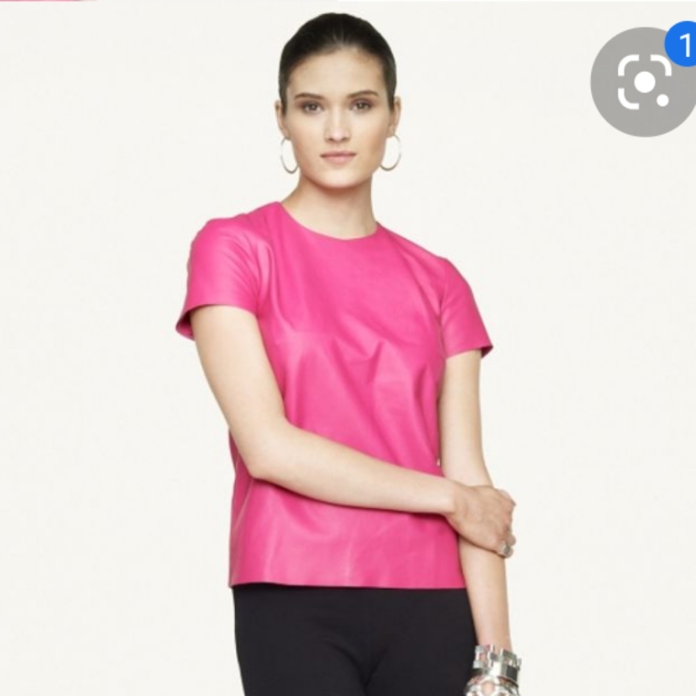 Ralph Lauren black label Rowena lamb leather top